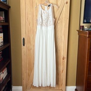 White Lace Overlay Gown